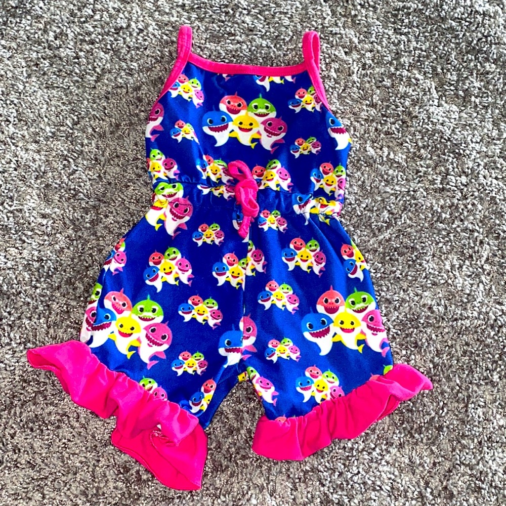 Baby Shark ruffle shorts romper
